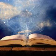 Image of book with sparkles